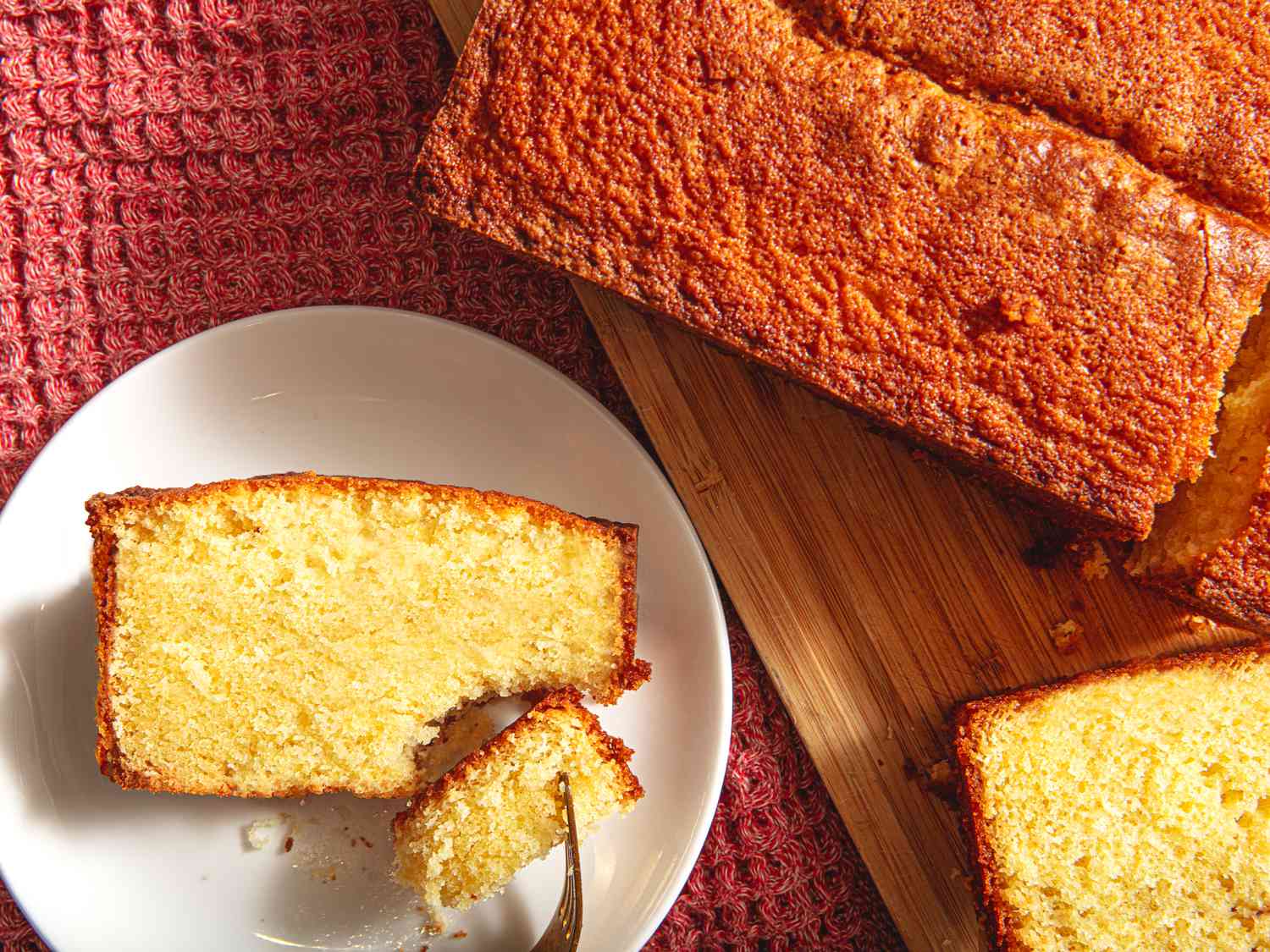 Overhead view of classic pound cake