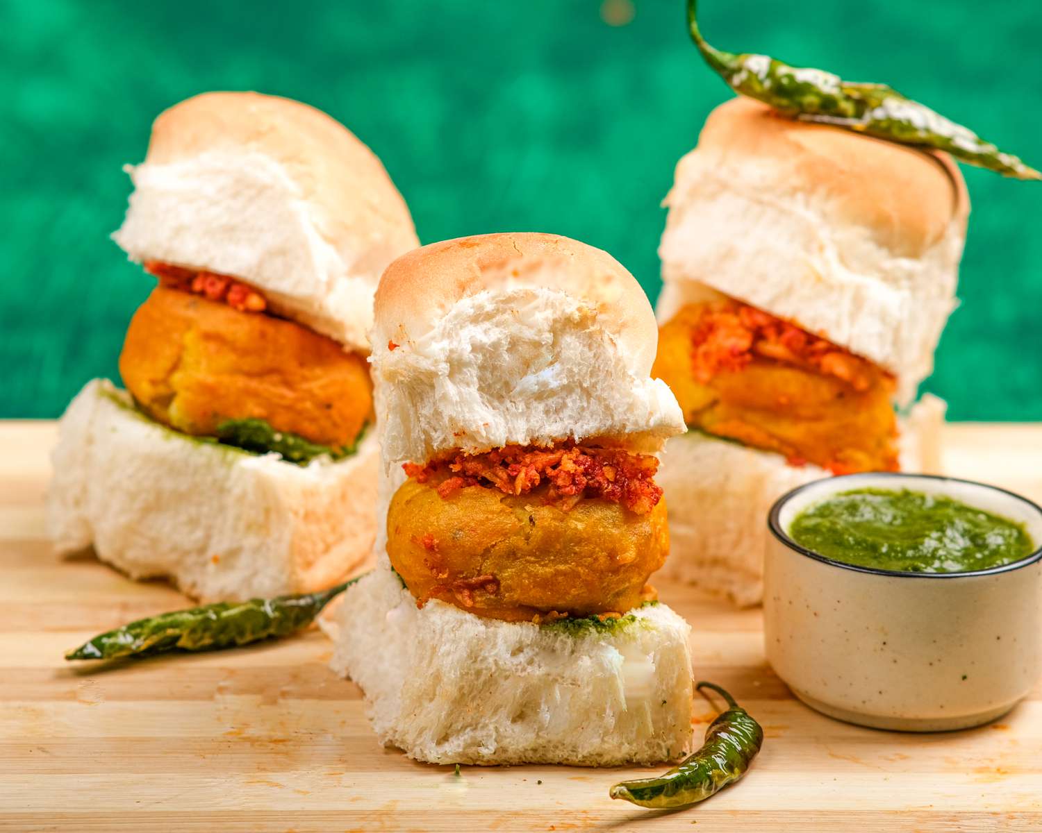 Side view of vada pav