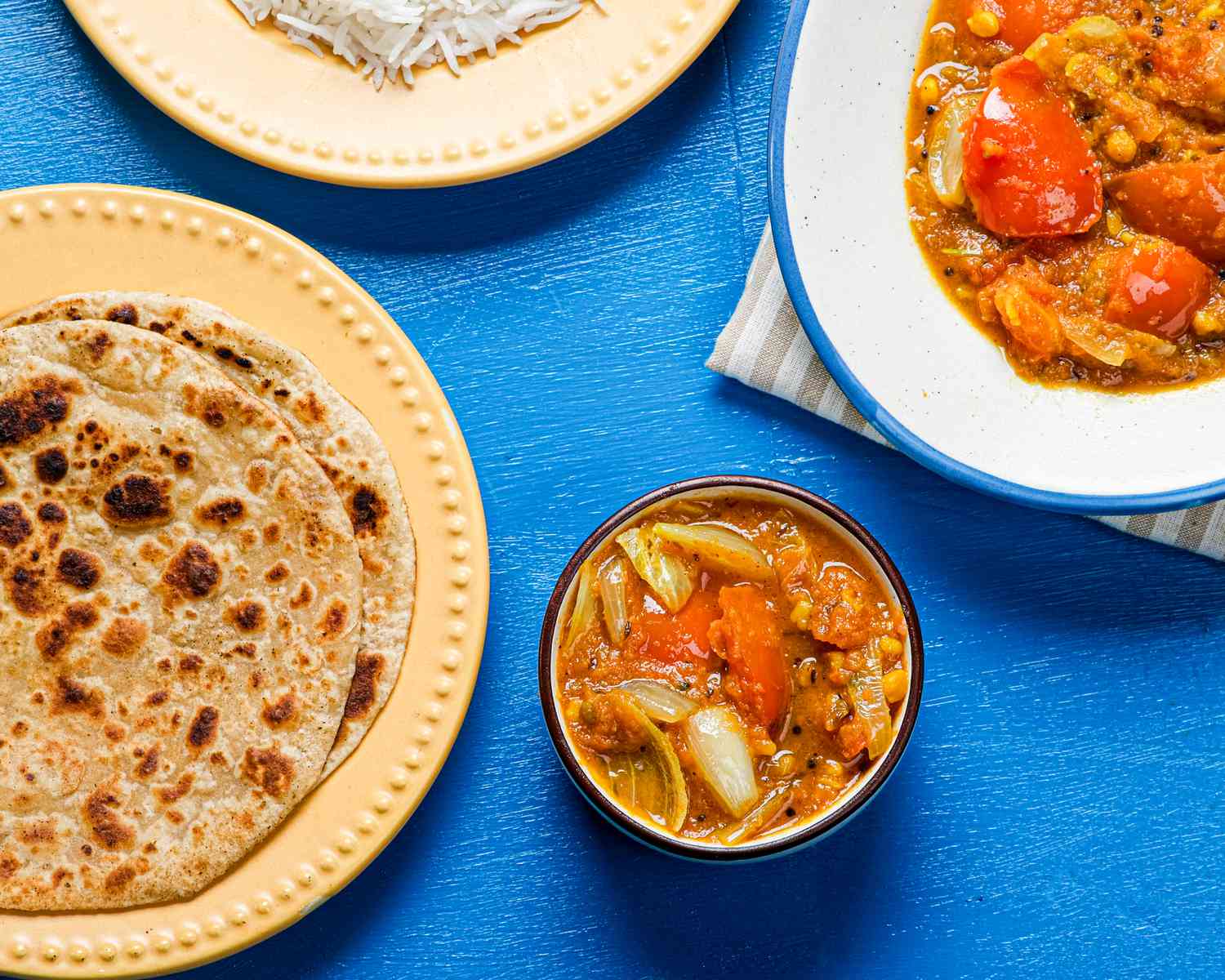 Overhead view of tomato curry recipe