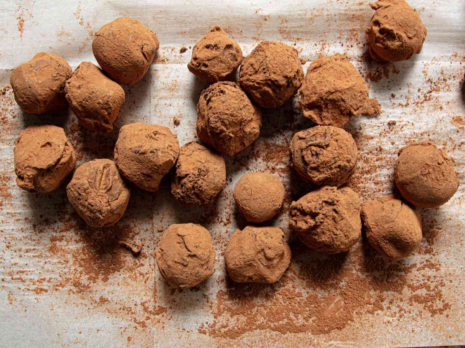 Overhead view of water ganache truffles