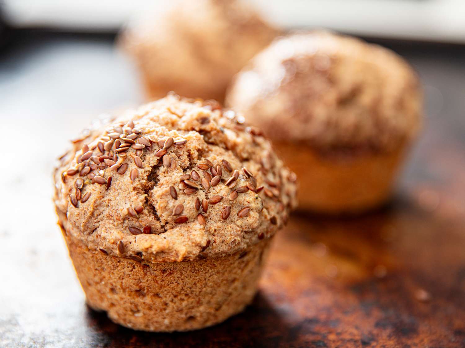 Close-up of a bran muffin