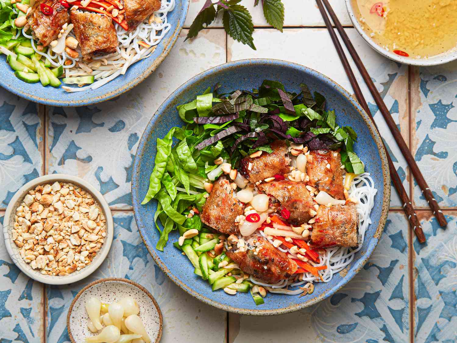 Overhead view of vermicelli Noodle Bowl