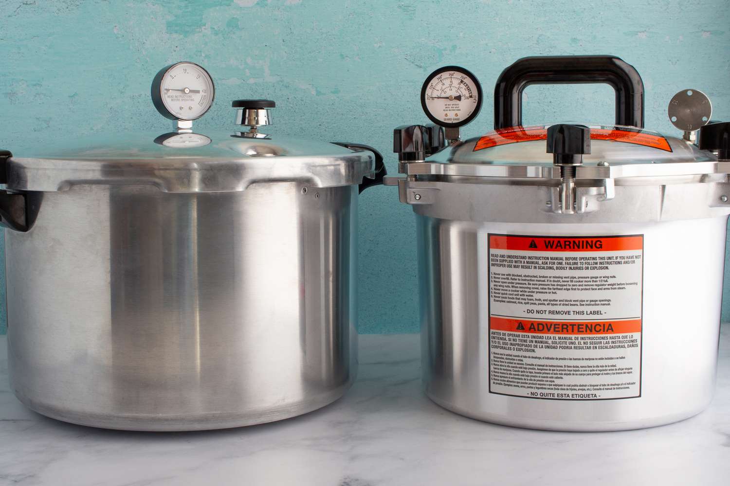 Two Pressure Canners sitting on a counter