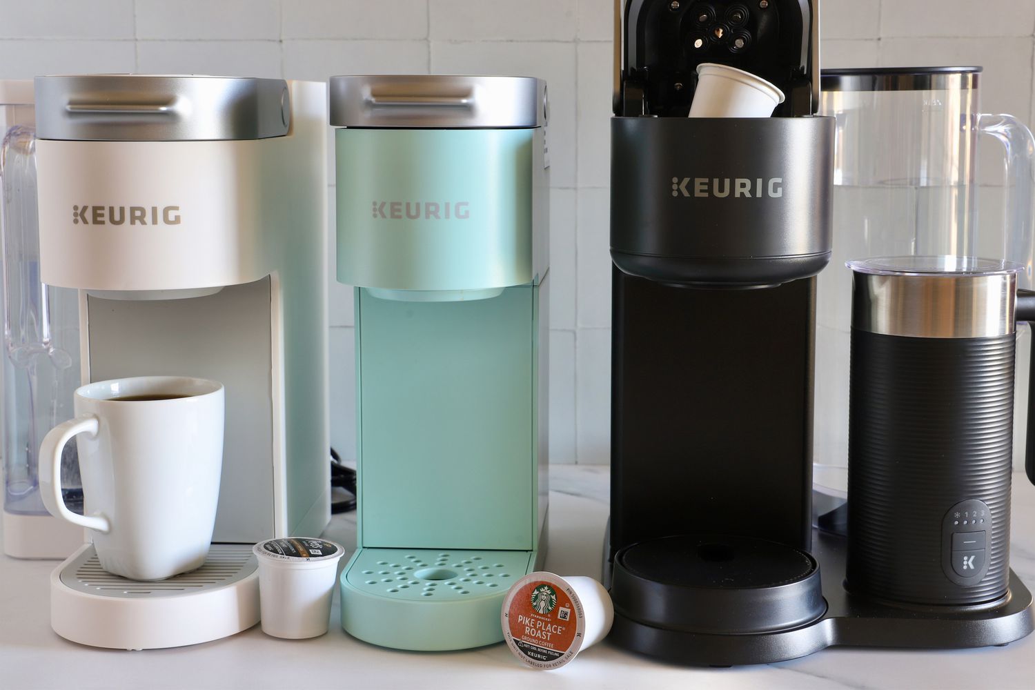 A selection of Keurig coffee machines that we tested.