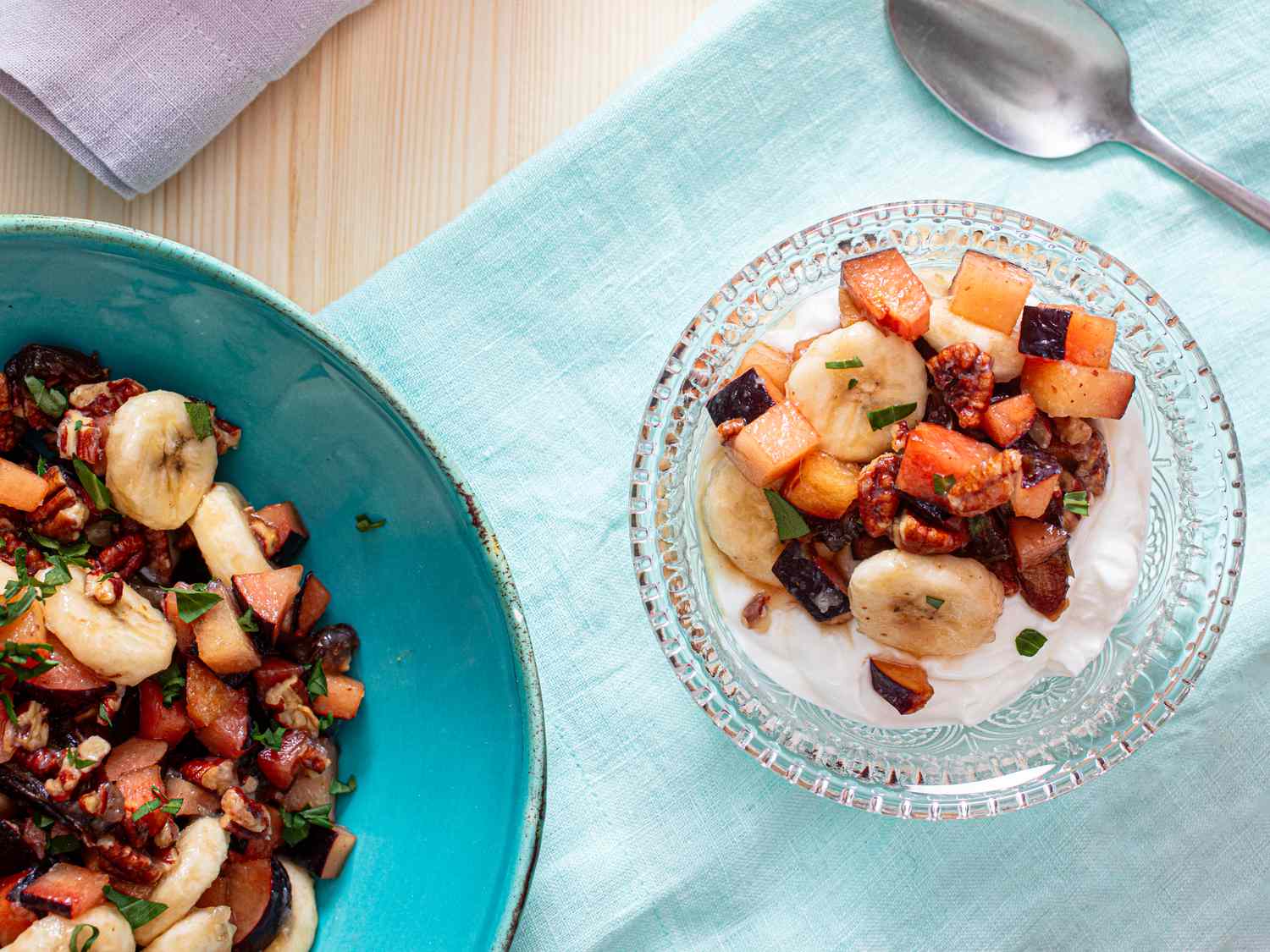 Overhead view of fruit salad