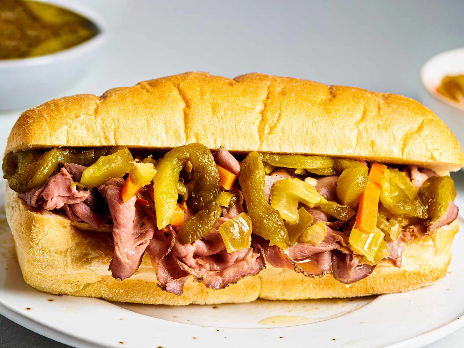 An Italian Beef sandwich on a plate.