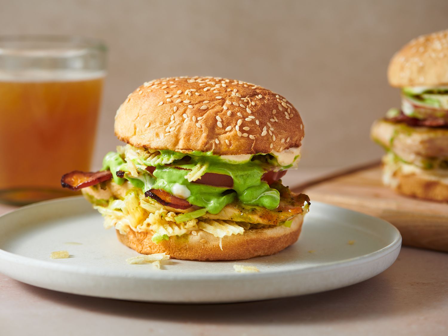 Chicken sandwich served on a plate