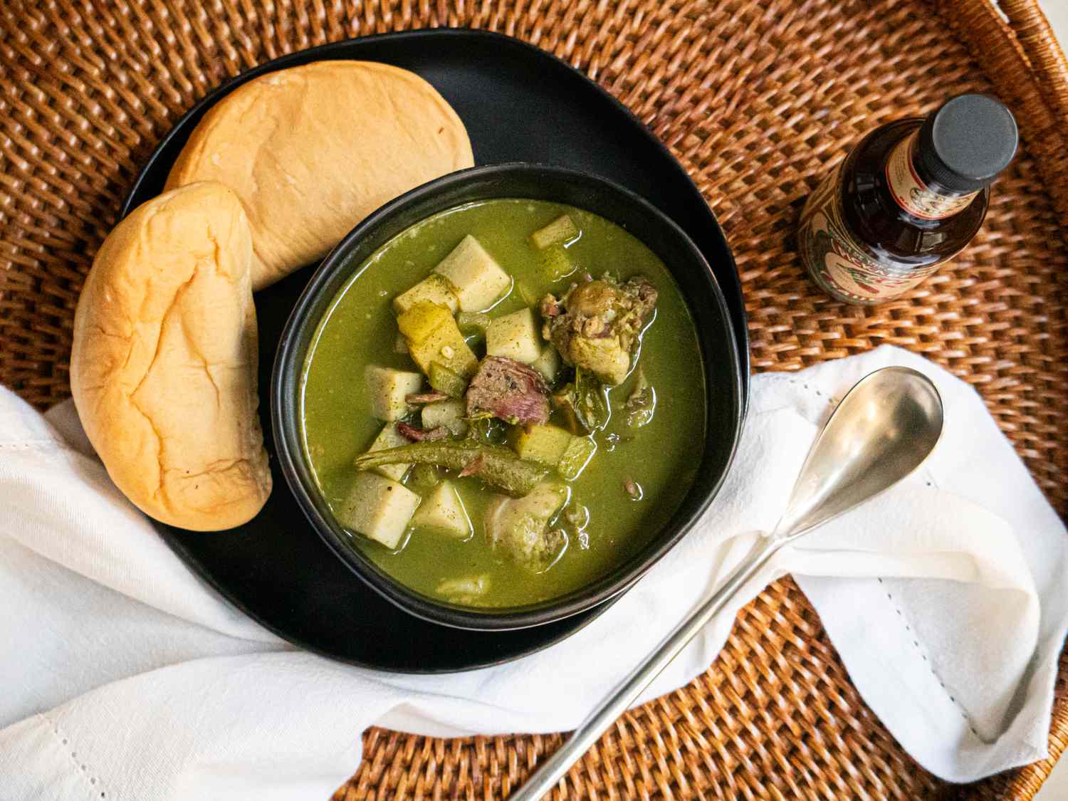 Overhead view of pepperpot stew