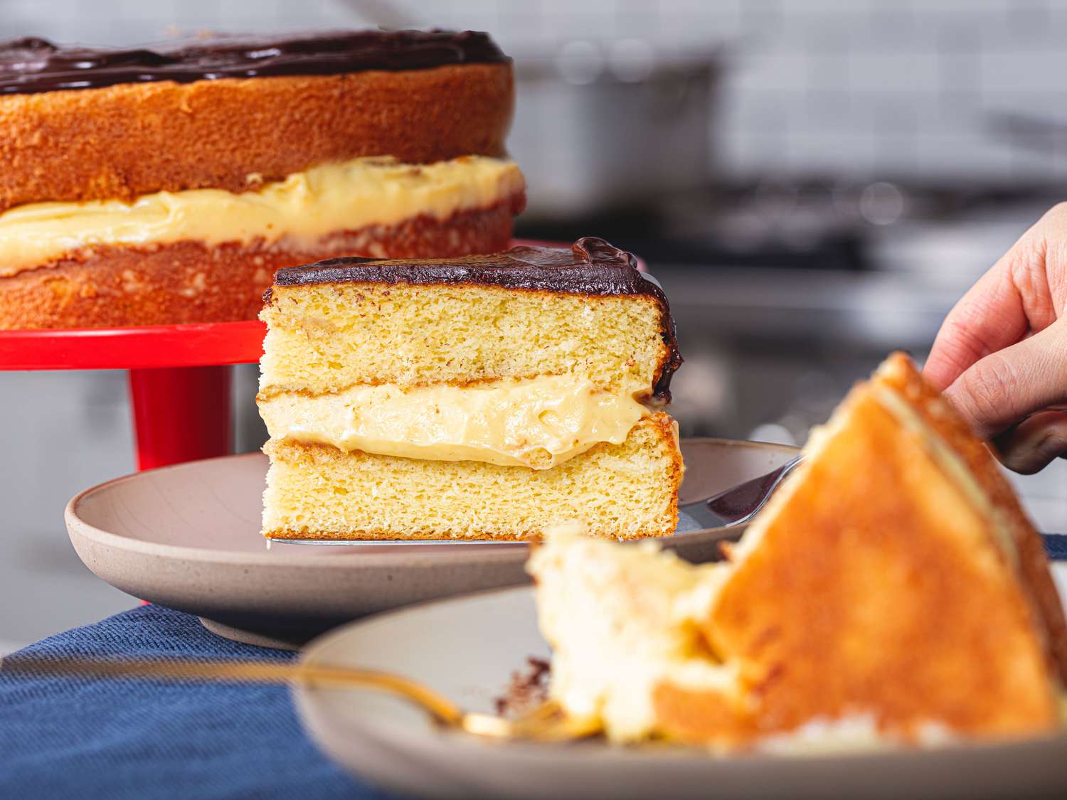 Side view of 3 slices of cake 