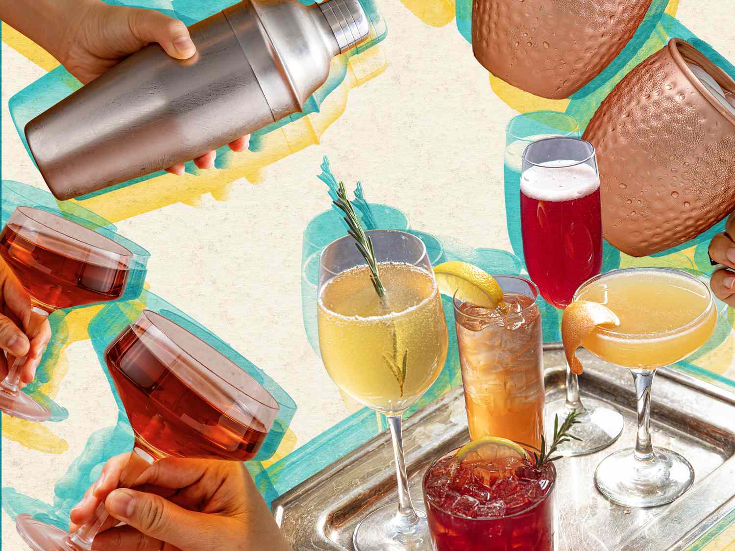 A collage of cocktails